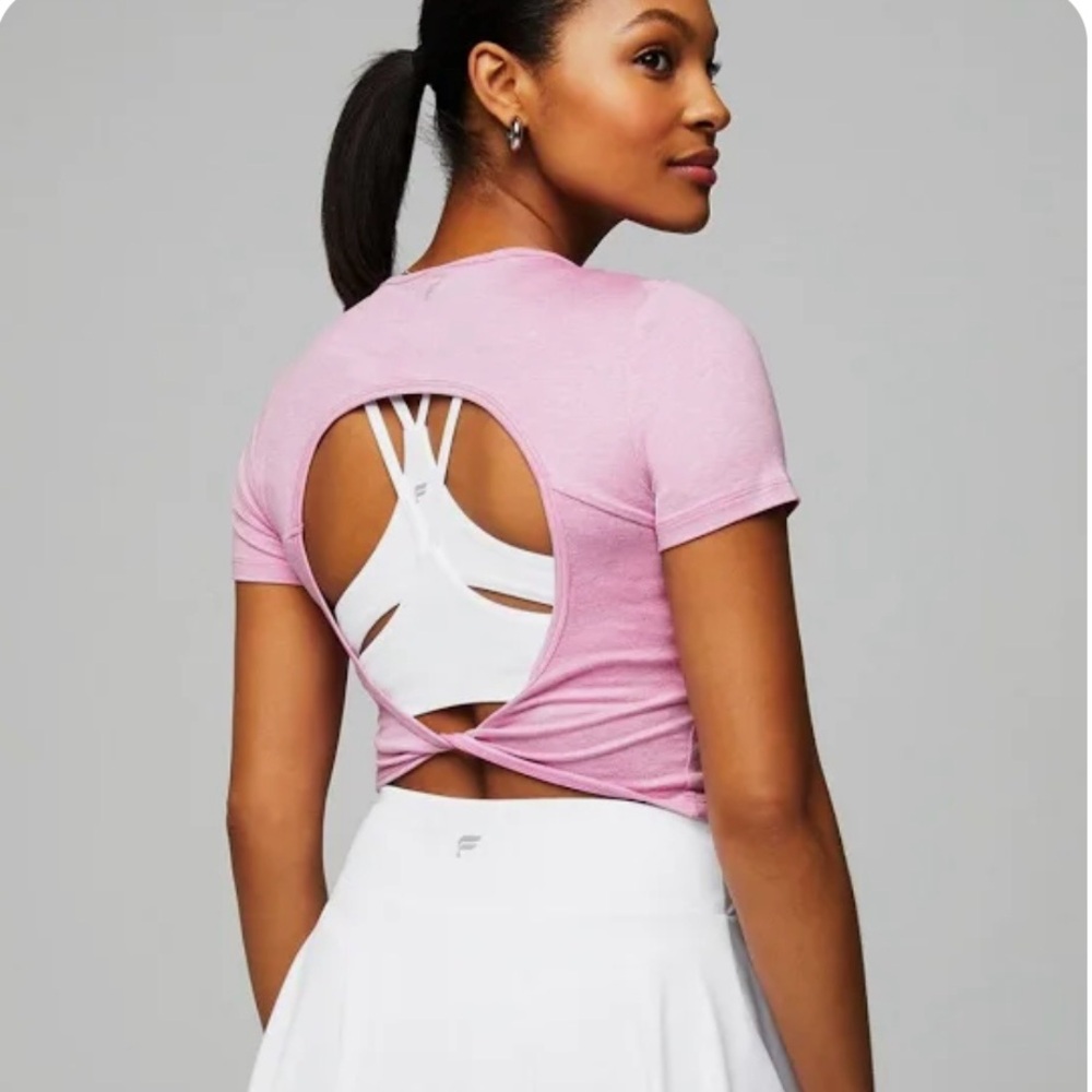 Fabletics Pink Crop Top W/ Open Back - image 6